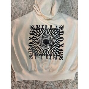 Billabong Cream Graphic Print Cropped Hoodie Sweatshirt Women's Size Small